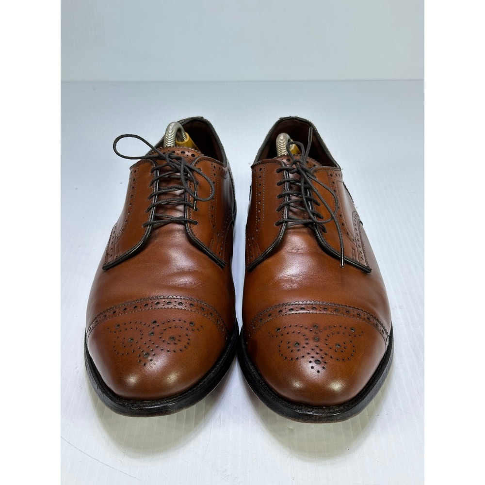 Allen Edmonds Sanford Walnut Brown Leather Cap Toe Brogue Derby Shoes 10.5 EEE